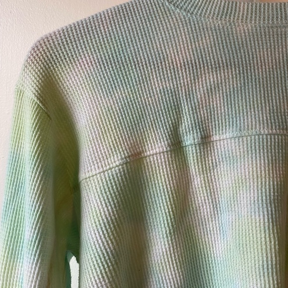 Blue Green Tie Dye Look Thermal Material XS Wild Fable Crop Top Waffle Knit - Picture 5 of 9